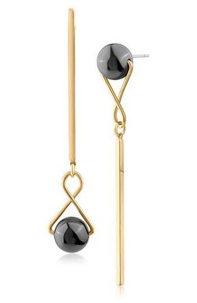 Jardin Mismatched Bar Faux Pearl Linear Earrings in Grey/Gold at Nordstrom Rack