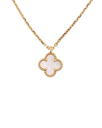 Van Cleef & Arpels 18K Gold Sweet Alhambra Pendant Necklace 18K Yellow Gold And Mother Of Pearl (Authentic Pre-Loved)
