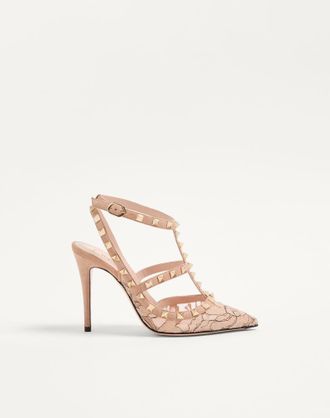 Valentino Garavani D&eacute;collet&eacute; Rockstud In Pizzo Con Cinturini 100Mm Donna SKIN 36.5