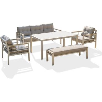 DCB Garden Cayenne - Conjunto De Comedor De Jard&iacute;n 7 Plazas De Aluminio Blanco - Dcb Garden