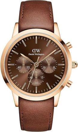 Daniel Wellington Iconic Chronograph St Mawes - Dames - Horloges - Bruin - ONE Size - Leer - Accessoires
