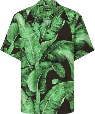 Dolce & Gabbana leaf-print silk shirt - men - Silk - 37 - Green