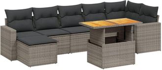 vidaXL Vidaxl - Set De Sof&aacute;s De Jard&iacute;n 8 Pzas Y Cojines Rat&aacute;n Sint&eacute;tico Gris