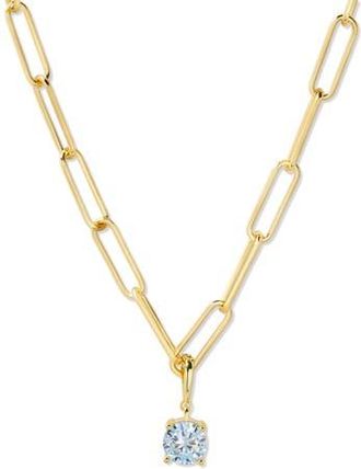 Brook & York Melrose Birthstone Pendant Paper Clip Chain Necklace in Gold at Nordstrom Rack