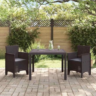 vidaXL Conjunto De Comedor De Jard&iacute;n 3 Pcs Marr&oacute;n Ratan Polt Vidaxl