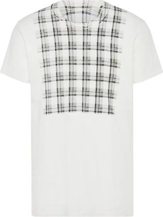 Maison Margiela Katoenen T-shirt met ruitpaneel - Heren - T-shirts - Wit - L - Katoen - Tops