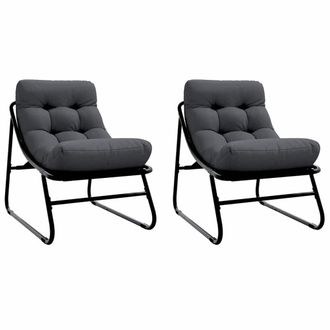 vidaXL Muebles De Jard&iacute;n Con Coj&iacute;n 2 Pcs Negro 60,5 X 81 X 71 Cm Vidaxl