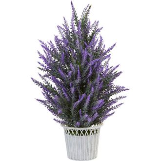Nearly Natural Lavender in White Wicker Planter Artificial Plant in Purple at Nordstrom