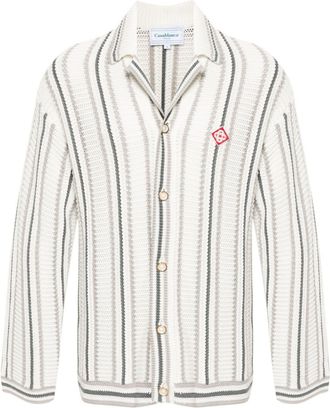 Casablanca crochet textured cardigan - men - Cotton/Polyamide/Polyester/Rayon/Elastane - 3XL - White