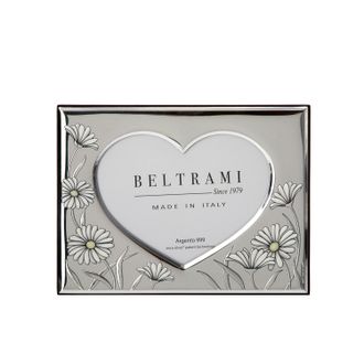 BELTRAMI Portafoto cuore fiori foto 10x15 cm Beltrami con argento Miro Silver