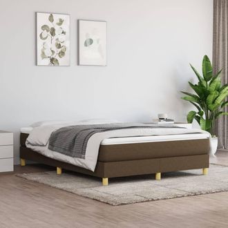 vidaXL Vidaxl - Cama Box Spring Con Colch&oacute;n Tela Marr&oacute;n Oscuro 140x200 Cm