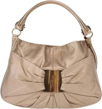 Ferragamo Pre-owned Leren Schoudertas - Dames - Vintage Schoudertas - Beige - ONE Size - Leer - Vintage