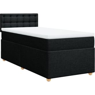 vidaXL Vidaxl - Cama Box Spring Individual Con Colch&oacute;n Tela Negro