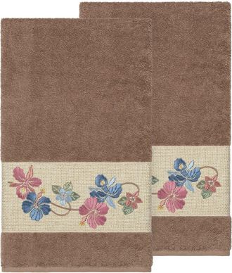 Linum Home Textiles 100% Turkish Cotton Caroline 2Pc Embellished Bath Towel Set
