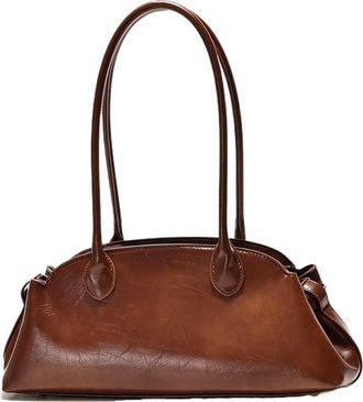 Generic Womens Underarm Commuter Shoulder Bag Style PU Material Medium Size Shell Shape Zipper Opening(Brown)