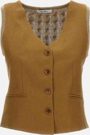 Max Mara Gilet Calibri In Lino A Trecce