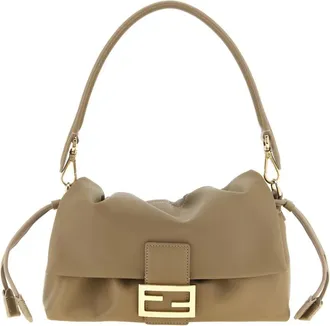 Fendi Bolso Baguette de Cuero Fruncido - Bags - Mujer - Beige - ONE SIZE