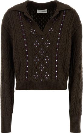 Des_Phemmes Chocolate Nylon Blend Sweater