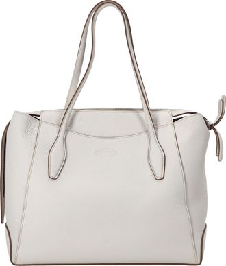 Tod's TodS Pre-owned Womens Aos Zip Media Shopper Tote Bag in White Leather - Ecru - One Size