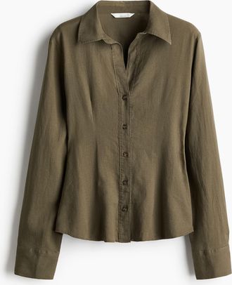 H&M Bluse aus Leinenmix - Green