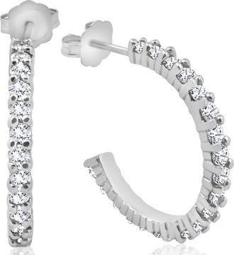 Pompeii3 1 1/2ct Diamond Hoops 14K White Gold