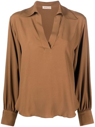 Blanca Vita V-neck draped blouse - Brown