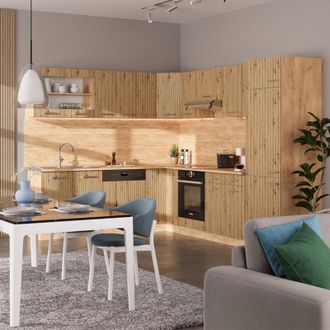 Vicco Cucina angolare completa R-Line, Rovere artigianale/rovere Goldkraft, 227 x 287 cm, PL Rovere, Vicco