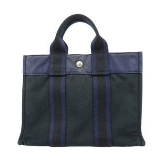 Herm&egrave;s Black Canvas Tote Bag (Pre-Owned)