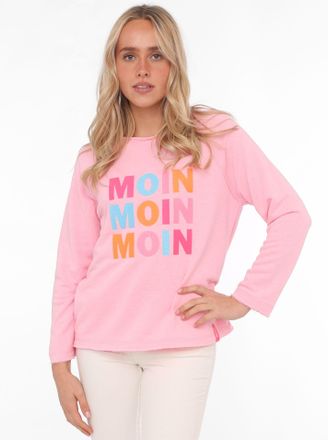 Zwillingsherz Sweatshirt ZWILLINGSHERZ MOIN MOIN MOIN, Damen, Gr. L/XL (L/XL), pink, Sweatware, Obermaterial: 50% Baumwolle, 50% Polyester, unifarben mit Farbeinsat
