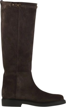Tod's Kniehoge laarzen met T-detail - Dames - Schoenen - Bruin - Maat: 41 EU Zijde