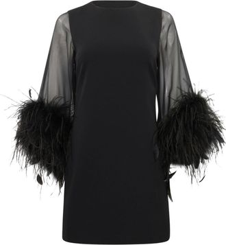 Alice & Olivia Izola feathered minidress - women - Silk/Polyester/Ostrich Feather/Duck Feathers - 6 - Black