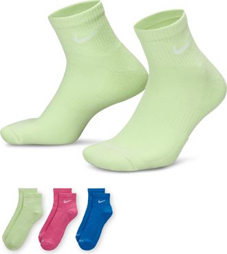 Nike Mens Everyday Plus Cushioned Training Ankle Socks (3 Pairs) in Multicolor | SX6890-969