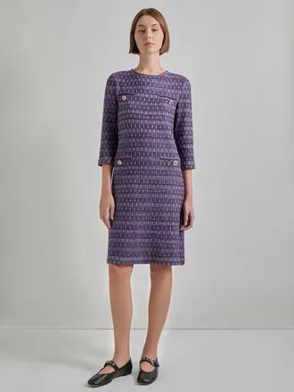 Misook Metallic Accent Tweed Knit Shift Dress