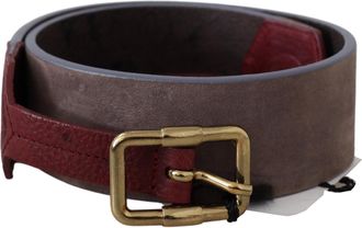 Gianfranco Ferre Leather Wide gold Chrome Logo Buckle Womens Belt