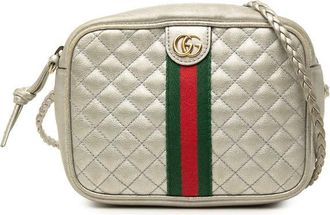 Gucci Pre-owned Gucci Mini Quilted Metallic Calfskin Web Trapuntata Crossbody Ladies 00J8FGKBW4NCKZJY