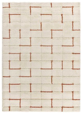 Atticgo Alfombra con relieve de pelo largo beige/caldera 200x290 cm