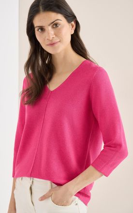 Cecil Strickpullover CECIL, Damen, Gr. XL (44), beetroot pink, Strick, Obermaterial: 60% Baumwolle, 40% Viskose, unifarben, l&auml;ssig geschnitten h&uuml;ftbedeckend