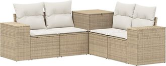 vidaXL Juego De Sof&aacute; 5 Uds. Beige Y Blanco Crema Vidaxl