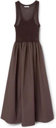 Motivi Openwork Knit Dress with Bodice - Dames - Casual kleedjes - Bruin - L - Katoen - Kleedjes
