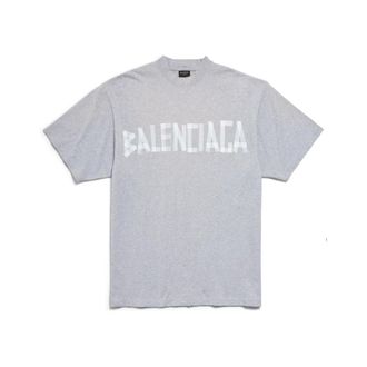 Balenciaga T-Shirts, male, Gray, S, Taped Logo T-Shirt
