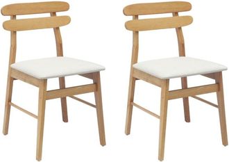 vidaXL Silla De Comedor 2 Pcs Natural Y Claro Madera De Caucho S&oacute;lido Vidaxl