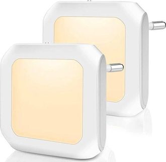 OEM L&aacute;mpara De Noche Led De 2 Piezas, Regulable En Luz Blanca C&aacute;lida Con Sensor Crepuscular. Ideal Para Escaleras, Dormitorios Y Pasillos