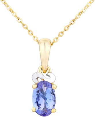 Jewelco London 9ct Gold Oval 1/2ct Tanzanite Gruppetto Solitaire Necklace 18 - PP0AXL4276YTanz