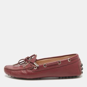 Tod's Tods Burgundy Leather Penny Loafers