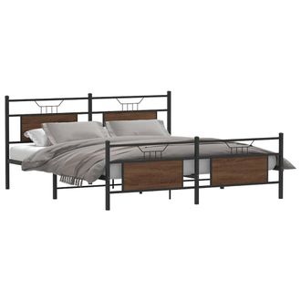 Berkfield Home Metal Bed Frame without Mattress Brown Oak 160x200 cm