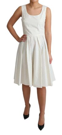 Dolce & Gabbana Womens White Polka Dotted Cotton A-Line Dress