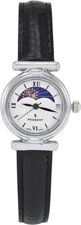 Peugeot Petite Sun Moon Glossy Leather Watch- 25MM in Silver at Nordstrom