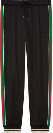 Gucci Tapered Webbing-Trimmed Stretch-Jersey Sweatpants Black 698426-XJEES-1152