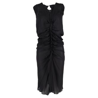 Isabel Marant Ruched Midi Dress in Black Silk
