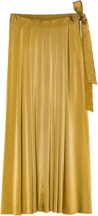 Forte_Forte Zijden Satijnen Midi Rok - Dames - Midirokken - Groen - M - Satijn - Rokken